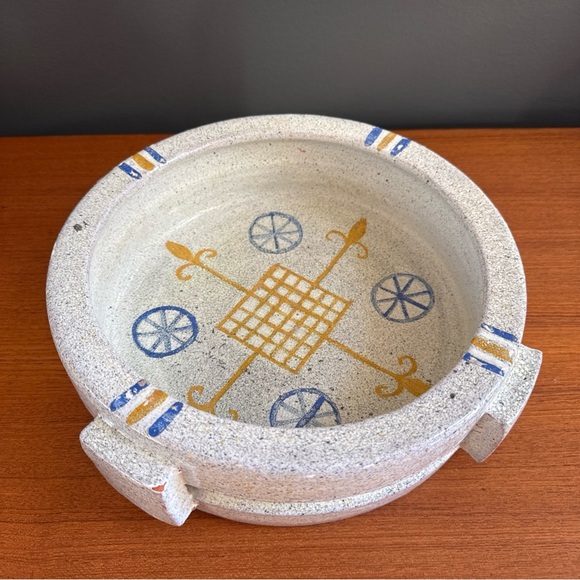 Modernist Bowl Tray Planter Alfaraz ceramic art Brutalist Hand painted Large - Picture 2 of 12